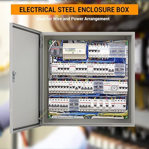 Outdoor Electrical Box, 16"x16"x8" NEMA 4X Steel Enclosure, IP67 Waterproof & Dustproof, Lockable Electrical Junction Box with Mounting Plate and 2 Keys, Indoor and Outdoor Use