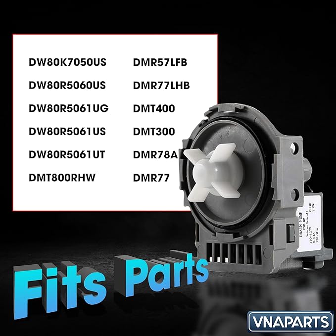 DD31-00005A Dishwasher Drain Pump Replaces DD81-01527A DW0005A For Samsung DMR57LFB DMR77LHB DMT800RHW DMT400 DMT300 DMR78A DMR77 DW80K7050US DW80R5060US DW80R5061UG DW80R5061US DW80R5061UT Dishwasher
