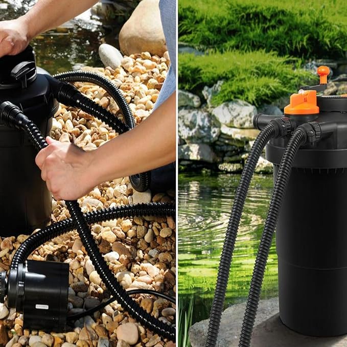 Pond Tubing,1-1/2" x 10 ft PVC Flexible Pond Hose, Black Corrugated Waterfall Sump Pump Hose,Drainage Pipe, Kinkproof for Garden Ponds