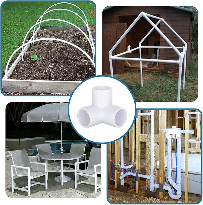 1 inch 3-Way PVC Pipe Fittings, PVC 3-way Fitting Connectors, Used for Building Furniture, Furniture Grade, White (12 Packs)