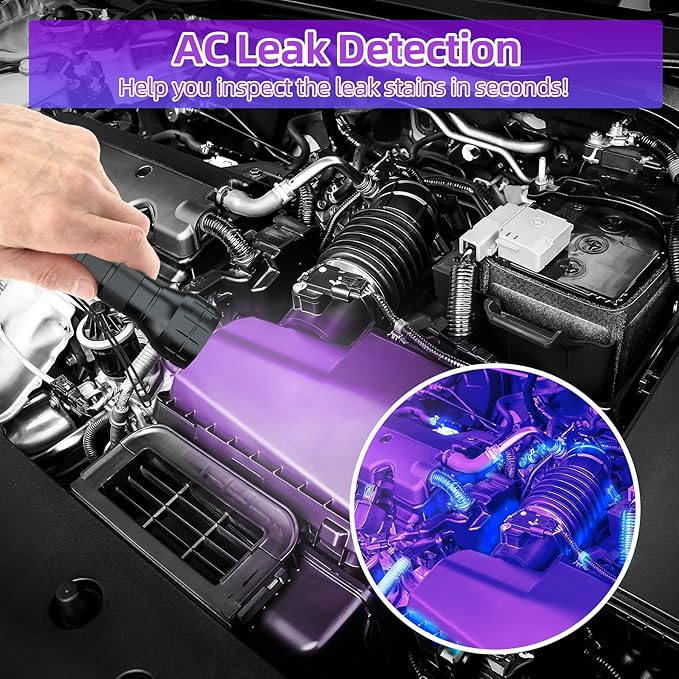 COSOOS Air Conditioner Leak Detector Tool, AC Leak Detector Kit, UV Light for AC UV Dye Leak Detection, Oil Dye Leak Detector with Protective Glasses