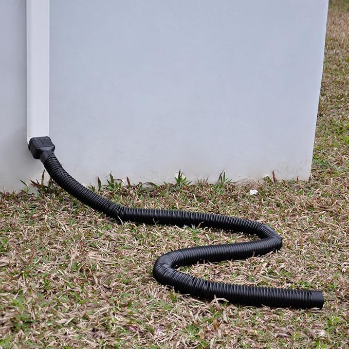 16.5ft Long Downspout Extender, 3.1" OD Gutter Downspout Extensions Pipe for 3"×4" and 2"×3" Downspout, Inside Diameter 2.6 Inches, Flexible Pipe Stretched Length 16.5ft, Black,1-Pack