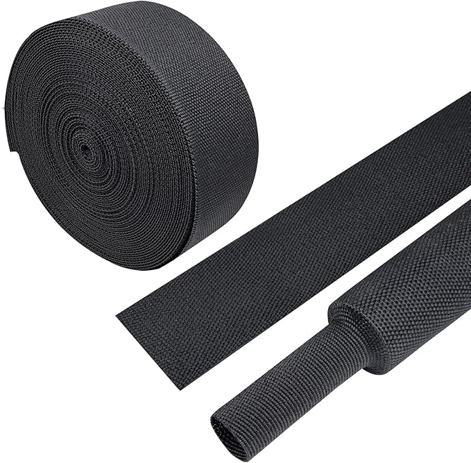 Heat Shrink Wire Loom 2:1 Shrinkable Braided Cable Sleeve 1-1/8 Inch ID-46ft Abrasion Protection Flexibility Fabric Wiring Harness Cover Sheath