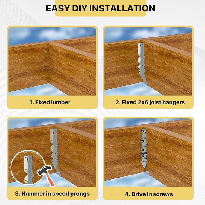 20 pcs 2x10 Joist Hanger,LU210 20 Gauge Double Shear Face Mount Joist Hanger,Hurricane Ties for Rafters Tie Brackets Great for Floor Deck and Ceiling Joists