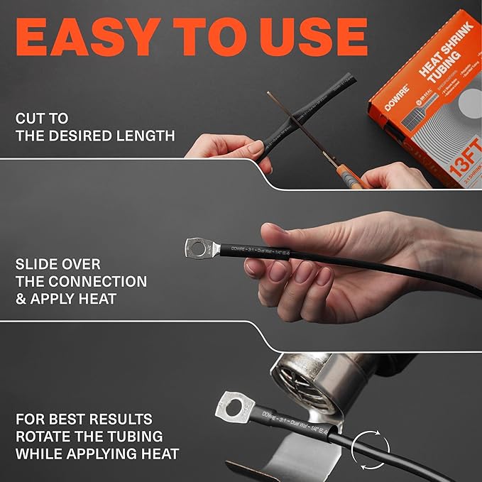 Heat Shrink Tubing 3/32" - Adhesive Lined - 3:1 Ratio - Waterproof Marine Grade Shrink Tube - Wire Shrink Wrap Tubing - Black - 50 Feet