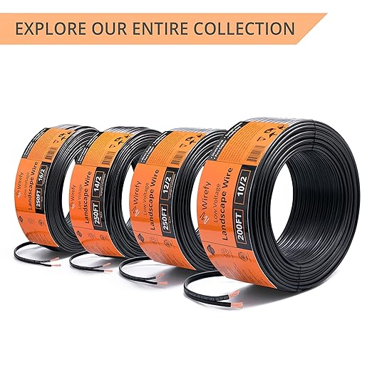 Wirefy 16/2 Low Voltage Landscape Wire 250 ft | Low Voltage Landscape Lighting Wire | Pure Copper | Outdoor Direct Burial | 16-Gauge 2-Conductor 250 Feet | UL Listed