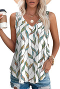 OFEEFAN Womens Tank Tops V Neck Sleeveless Flowy Loose Fit Basic Casual Summer Tops