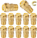 12-Pack HeSun Pushfit Male Adapter, 1/2" MNPT x 1/2" Push to Connect Plumbing Fittings with Disconnect Clip, Brass Push-fit Fittings for PEX, Copper, CPVC, PE-RT Pipes(PF021-12)