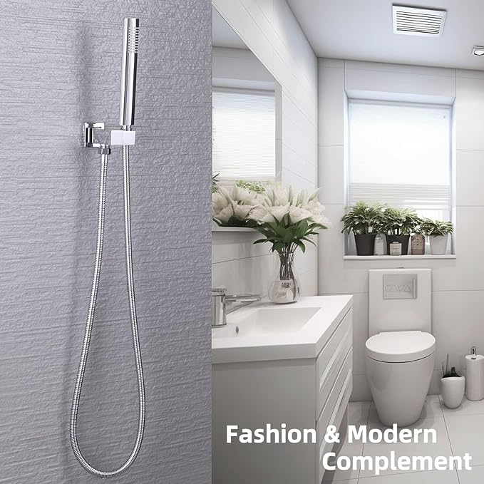 Angle Simple Wall Union with Shower Head Holder, Brass Swivel Shower Wand Bracket, Supply Elbow and Water Outlet, Male 1/2" IPS, Chrome
