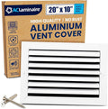 20x10 Inch (Duct Opening) Aluminum 1-Way Air Flow Vent – HVAC Vent Cover for Wall or Ceiling – Quiet HVAC Wall Register with Multi-Shutter Damper – Adjustable Curved Blade - Plastic Seal for Tight Fit