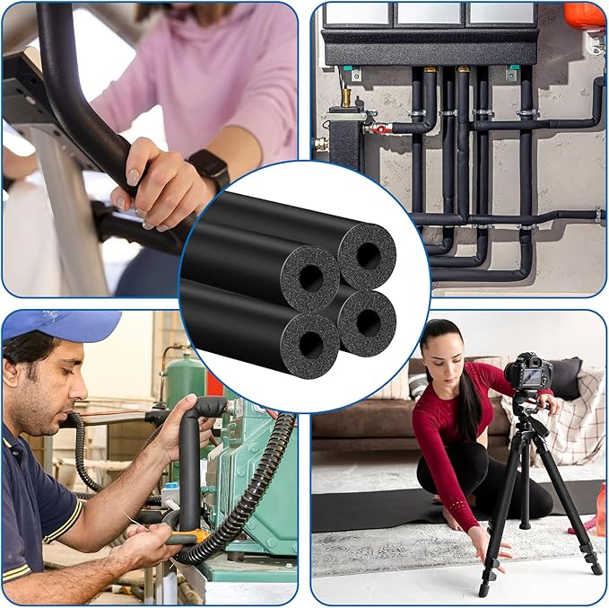 8 Pack Pipe Insulation Foam Tube 1" ID*3/8" TH-15.74" Foam Tubing Black Pipe Cover Heat Preservation for Outdoor Water Pipe Insulation,AC Unit, Exercise Machine Handle & Roof Rack Etc