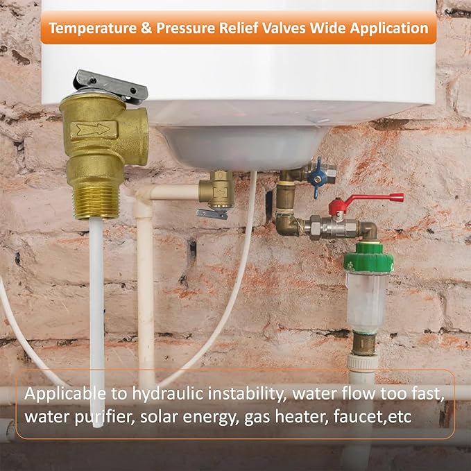 Long Term Temperature and Pressure Relief Valve Automatic with Extension Probe and Lever,3/4"NPT Pressure Relief Valve,All brass body.