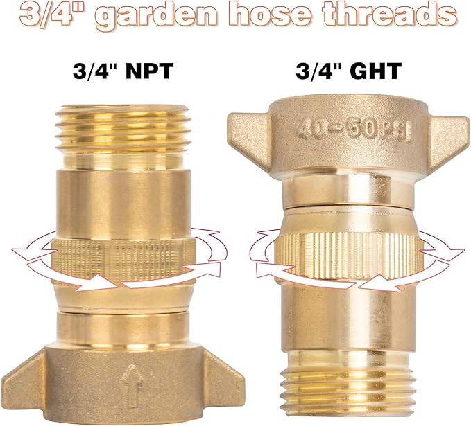 Hourleey Brass RV Water Pressure Regulator, Water Regulator for RV Camper with Filter Screen, Protector for Campers, Travel Trailers, RV Plumbing System, 40-50 PSI