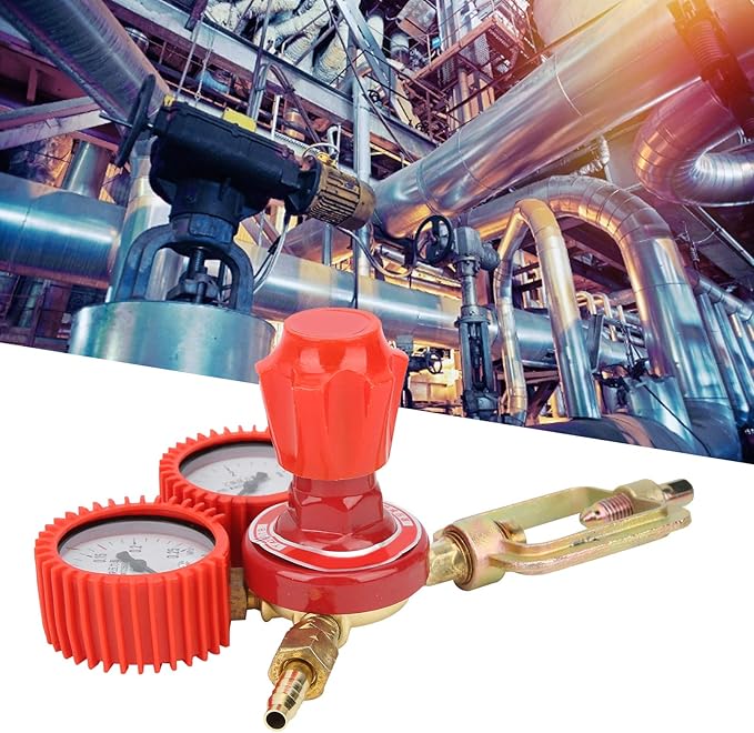 Pressure Reducing Valve Alloy Steel Acetylene Pressure Reducer YQE03A G58in 12mh for Welding Torch and Gas Cutting Tools Red 8mm