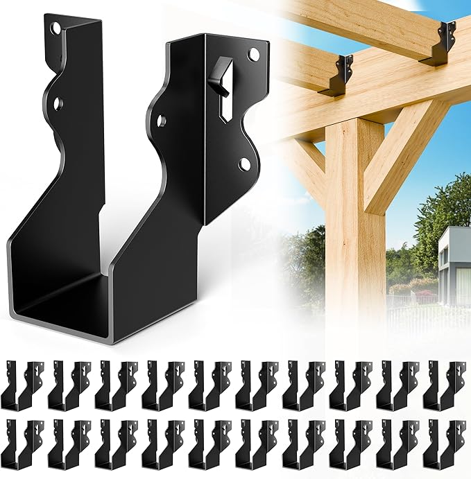 20 Pcs Black 2x4 Joist Hanger,LU24 18 Gauge Double Shear Face Mount Joist Hanger,Hurricane Ties for Rafters Tie Brackets Great for Floor Deck and Ceiling Joists