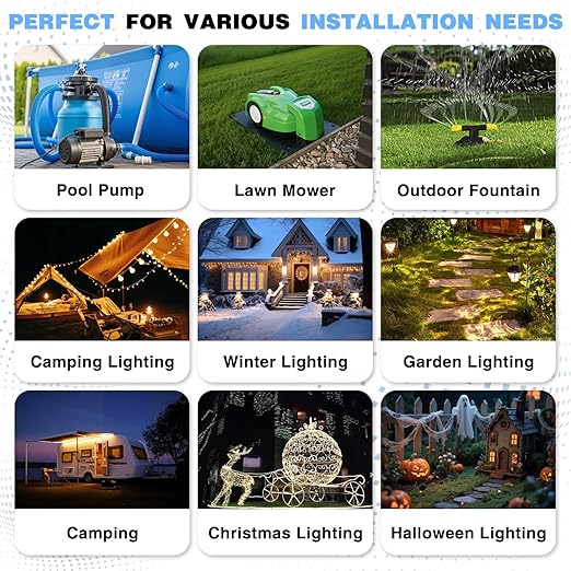 Flemoon Medium Outdoor Electrical Box (11.5x5.2x4 inch), IP54 Waterproof Extension Cord Cover w/6 Cable Entry Ports, Weatherproof Connection Box for Power Strip, Timer, Plug, Holiday Lights, Green