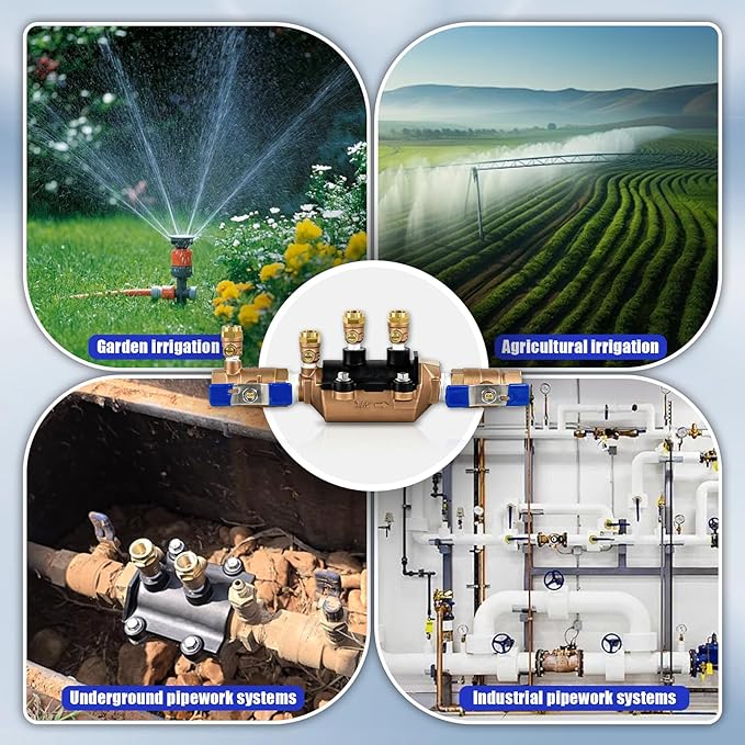 34-350 3/4" 350 Double Check Backflow Preventer, 3/4 Backflow Valve, Double Check Valve Assembly, Prevent Backpressure and Backsiphonage