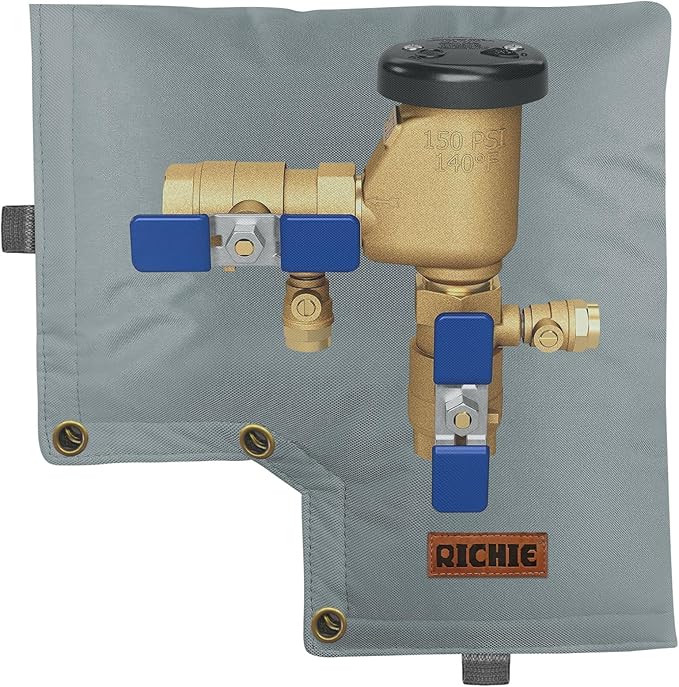 Backflow Preventer Insulated Cover (5°F) for Winter Freeze Protection, 13" W x 12" H Thickened Pressure Vacuum Breaker & Well Pump Cover, Outdoor Waterproof Insulation Pouch for Sprinkler Valve, Grey