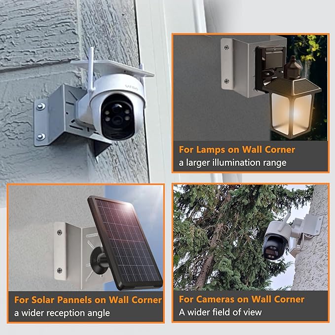 4 Pack Corner Mount for Security Camera Stainless Steel Mounting Corner Bracket Gives Bigger Field of Vision for Cameras Wall Mount Corner Fits for CCTV Camera, LED Wall, Stage Lights, Solar Panel