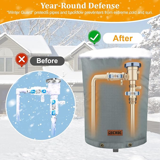 Backflow Preventer Cover (5°F) Heavy-Duty 5-Layer Insulated Enclosure, Freeze & All-Weather Protection for Outdoor Pipe, Irrigation Sprinkler Valve, Well Water Pump & PVB, 20" Wx26 H Grey