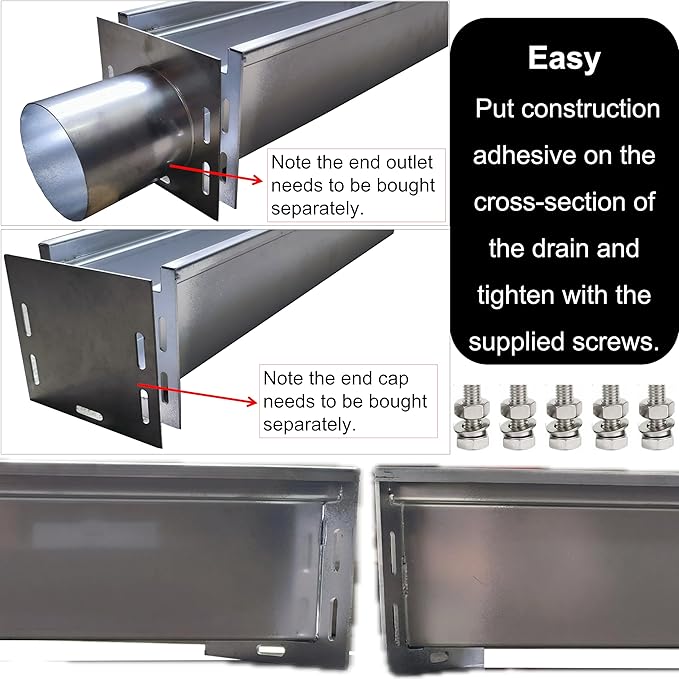 304 Stainless Steel Channel Drain with Galvanized Steel Grate 39.4x5.9x5.5 in, B-Class 28100 lbs Heavy-Duty Drain Kit for 3" Pipe, Trench Drainage System for Outdoor, Driveway, Garage, Yard