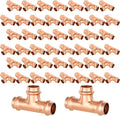 50-Pack GUOFIS Copper Press Tee,3/4" x 3/4"x 3/4" Tee Fittings for Copper Tube Connection with Stop(PRESS016-50PCS)