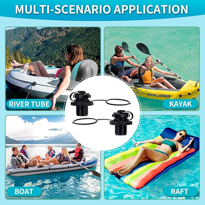 5PCS Replacement Plug Compatible with Intex River Run Tube, Inflatable Boat Air Valve, Durable Boston Valve Cap, One-Way Inflation Replacement Screw, for Inflatable Raft Boat Kayak