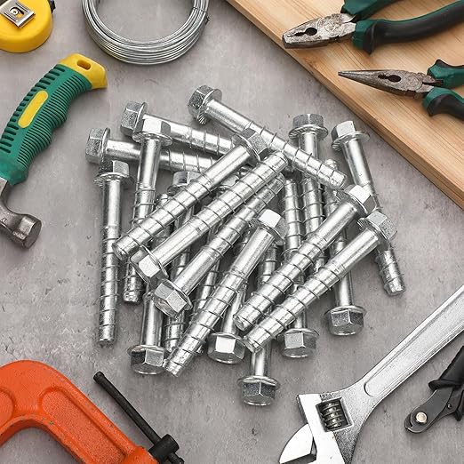 Tandefio 20 Pack 5/8" x 6" Concrete Screw Anchor Galvanized Large Diameter Heavy Duty Plated Concrete Anchors for Masonry Brick Anchoring Block Decking Framing Hex Drive