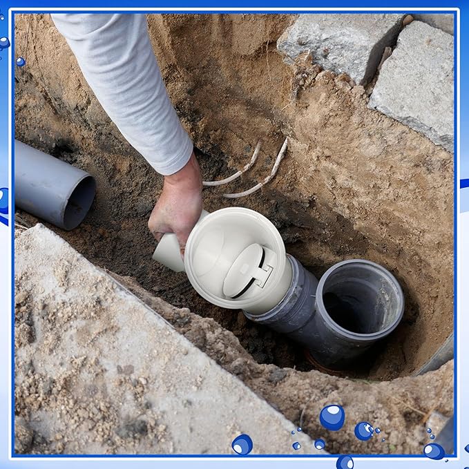 Tondiamo 6 Inch Backwater Valve Drain Backflow Preventer Valve Prevent Sewage and Rainwater from Flowing Back(White PVC)