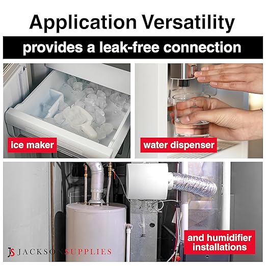 Ice Maker Supply Line and Humidifier Installation Kit for Refrigerators & Freezers, 1/4” x 25’ Poly Tubing, Includes Quick Connect Saddle Valve, Compression Fittings and Adapters