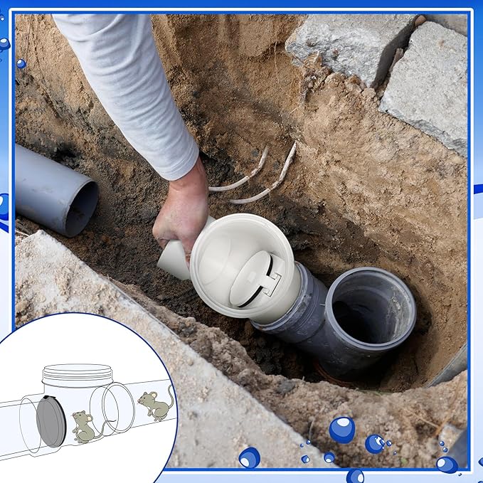 Tondiamo 3 Inch Backwater Valve Drain Backflow Preventer Valve Prevent Sewage and Rainwater from Flowing Back(White PVC)