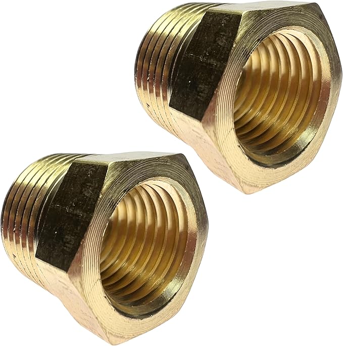 2pcs 3/8" NPT Male x 1/4" NPT Female Brass Reducer Hex Bushing Threaded Fitting Adapter by CX WONDERLAND