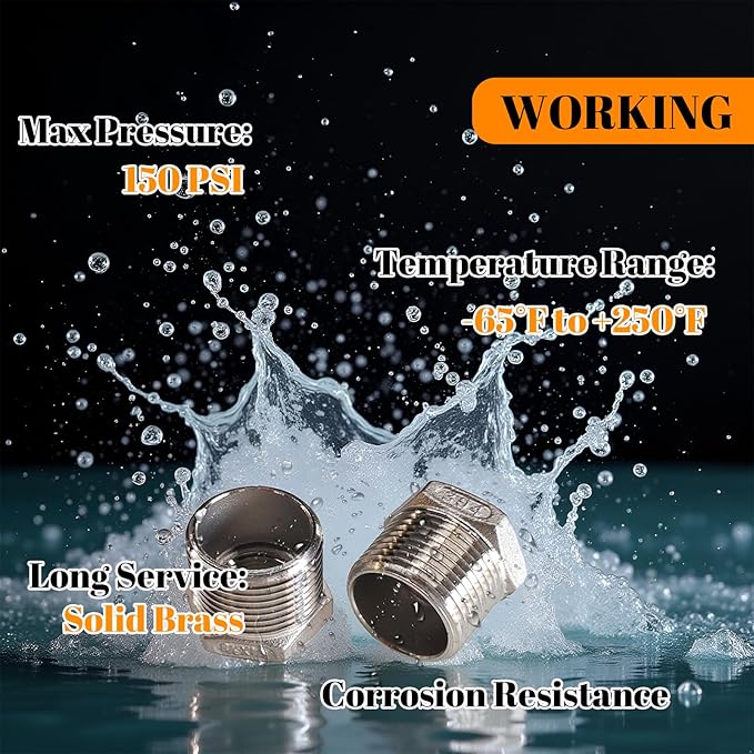 2 Pcs Stainless Steel Bushing 3/4" Male to 3/8" Female, 3/4" to 3/8" NPT Adapter Hex Stainless Steel Reducing Pipe Adapter Fitting Pipe Tube Adapter Convert