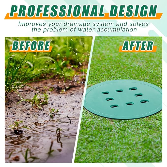 Catch Basin with Grate 14.9 x 12.4 Inch Round Large Catch Basin for Drainage with Debris Basket French Drain Without Reserved Hole for Yard, Downspout, Lawn, Municipal Pipeline