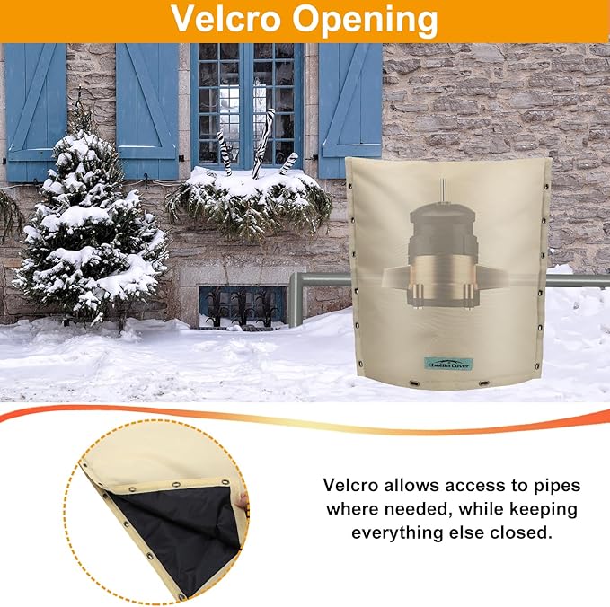 Backflow Preventer Cover Insulated 36"W x 36"H for IN-WALL Pipes with Aluminum Foil Backflow Insulation Cover with 7 Layers Fabric, Sprinkler Covers for Outside Pipe Traversable, Khaki