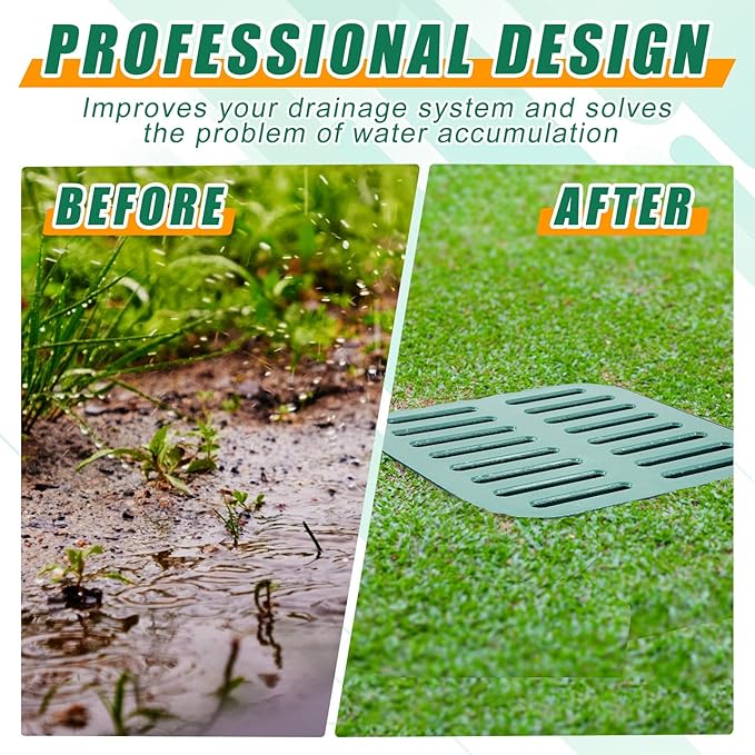 Catch Basin with Grate 15 x 15 x 15 Inch Square Large Catch Basin for Drainage with Debris Basket French Drain Without Reserved Hole for Yard, Downspout, Lawn, Municipal Pipeline