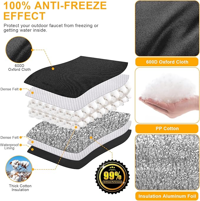 Backflow Preventer Cover Insulated with Thicker 7 Layers Fabric, 16" W x 20" H Backflow Cover with Aluminum Foil Layer for Winter Pipe Freeze Protection, Backflow Insulation Cover