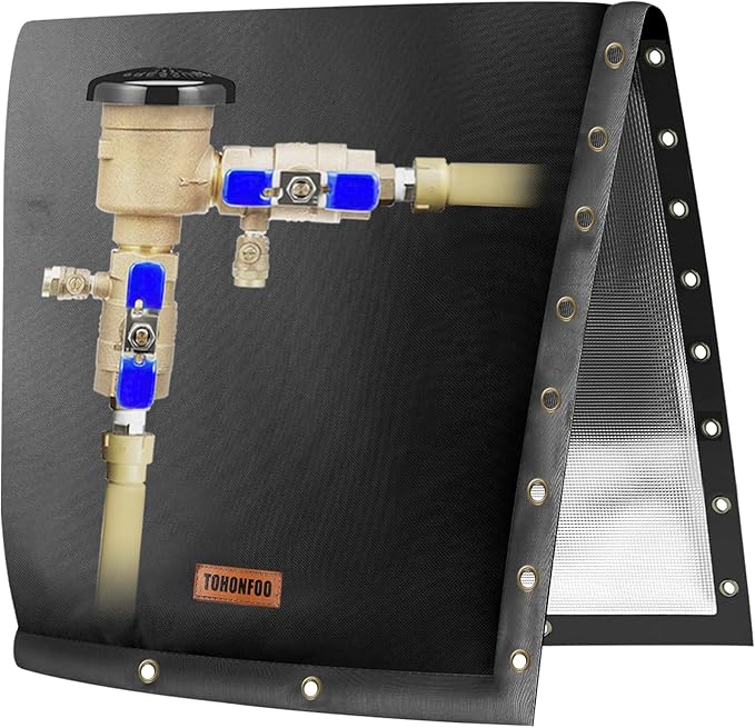 2-Way Opening Backflow Preventer Pipe Insulation Cover (5°F) - Irrigation Sprinkler Valve Cover - Water Well Pump Cover - Sturdy 5 Layers for Winter Freeze Protection (36" W x 36" H, Black