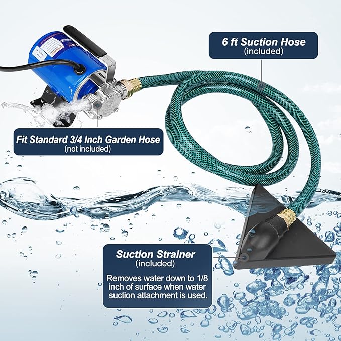 Water Pump, 115V 1/10HP 330GPH Water Transfer Utility Pump, With ON/OFF Switch And Suction Hose Kit.