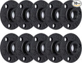 1/2" Antirust Black Painted Floor Flange, 10 PackMalleable iron Pipe Fittings for Industrial vintage style, Flanges with Threaded Hole for DIY Project/Furniture/Shelving Decoration (10, 1/2")