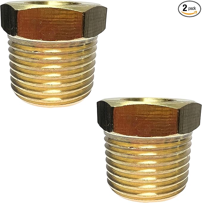 2pcs 3/8" NPT Male x 1/8" NPT Female Brass Reducer Hex Bushing Threaded Fitting Adapter by CX WONDERLAND