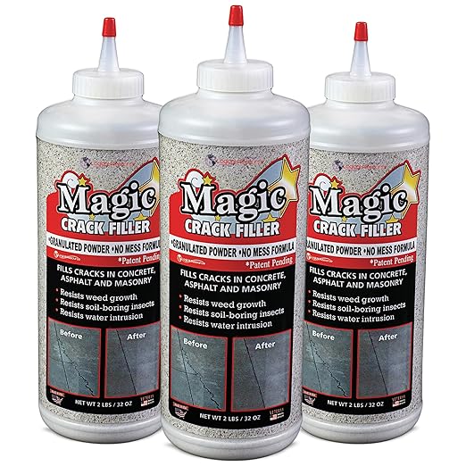 Magic Crack Filler 2.5LB Concrete Slab Gray, for Filling in Concrete Cracks on Driveways, Walkways and Patios. Installs Easily Dry Granular No Mess and DIY (Gray, 3)