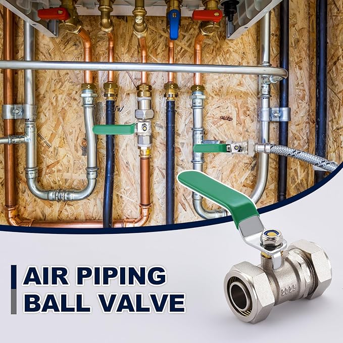 1 Pack 3/4" to 3/4" Nickel-Plated Brass Ball Valve, In-Line Air Hose Piping Shut-Off Fittings for Shop/Garage Compressed Air Line System, Max Working Pressure 175PSI