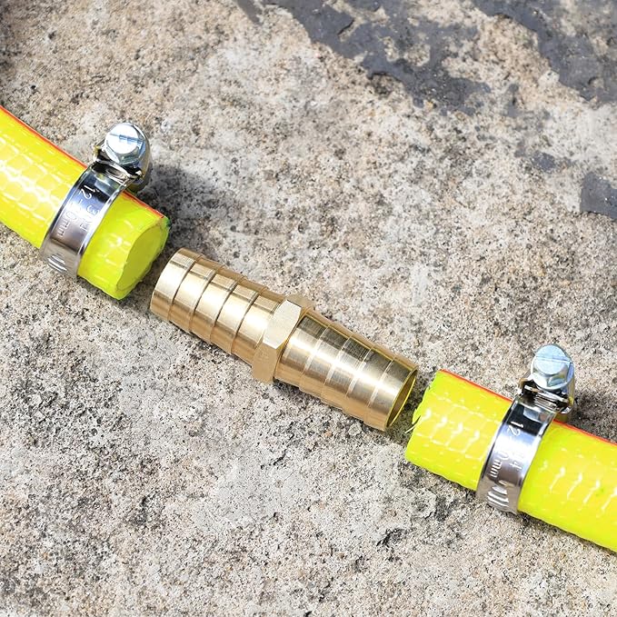 Garden Hose Repair Connector, Solid Brass Hose Repair Kit, 5/8 Inch Garden Hose Repair Fittings (5/8"Barb-6 Set)