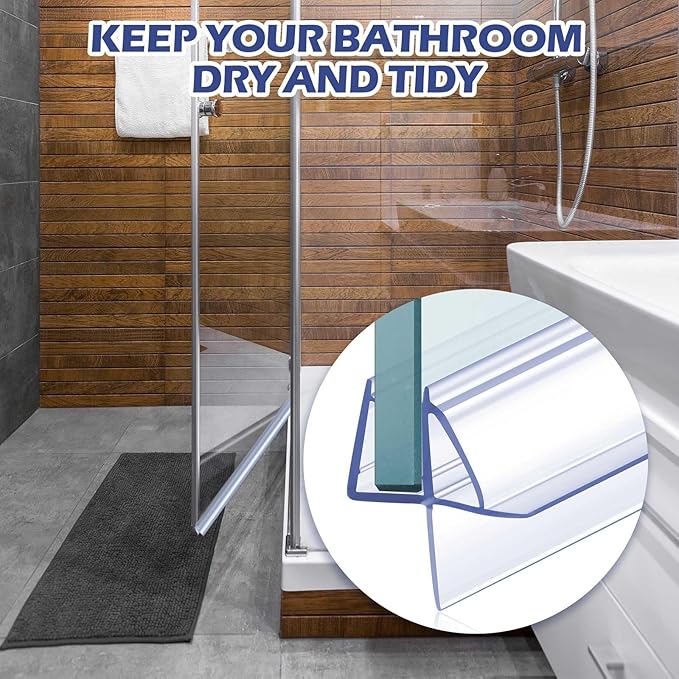 Frienda 4 Pcs Shower Door Bottom Seal 3/8" x 36'' Clear PVC Glass Door Sweep Shower Frameless Seal Strip for Replacement Stopping Leaks and Creating Water Barrier