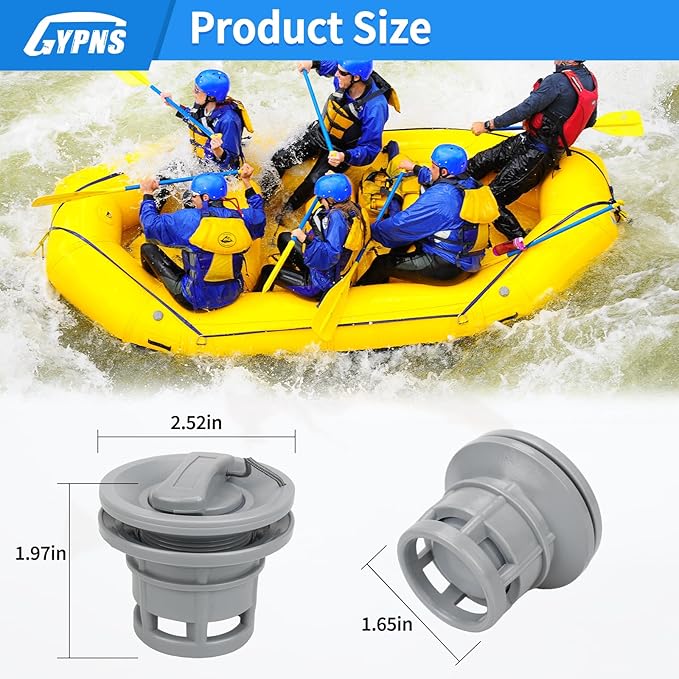 Inflatable Boat Air Valve Cap Plugs Kit, Inflatable Kayak Paddle Board Replacement Parts, for Inflatable Boat, Raft Dinghy, Canoe and Kayak Accessories Air Inflatable Plugs PVC Upgrade (Pack of 2)