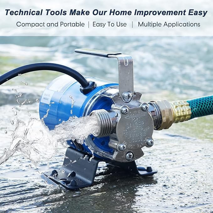 Pump with Hose, 115V 1/10HP 330GPH Power Water Pump Transfer Drain Pump, with Suction Hose Kit.