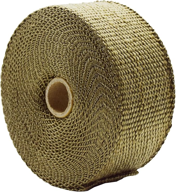 DOBTIM Fireproof Pipe Wrap Insulation 2" Wide X 32' Long, Fiberglass Heat Shield Tape Pipe Webbing for Stove Flue Protector with 2 Clamps,Titanium