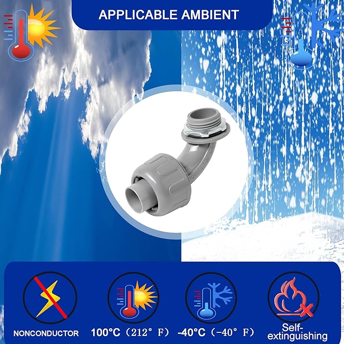 (20 Pack) Yariwiz 3/4 Plastic Liquid Tight Conduit 90 Degree Elbow
