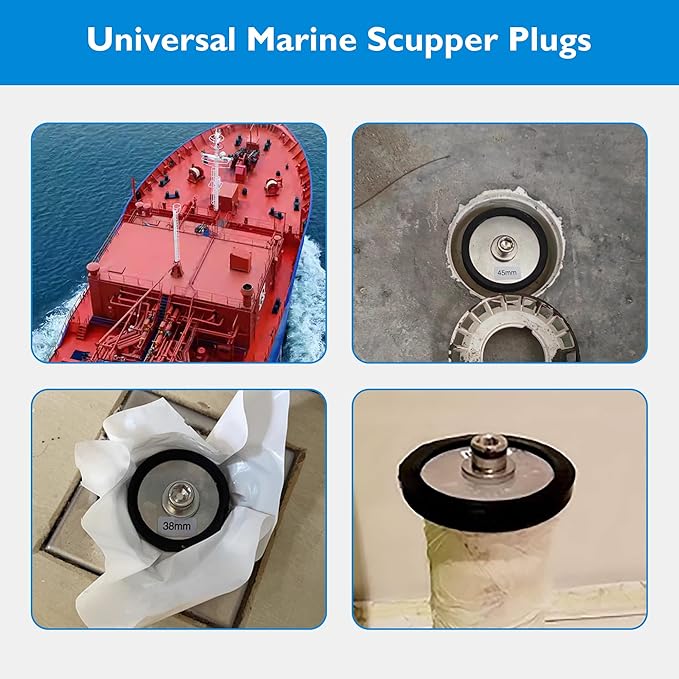 Expandable Mechanical Seal Cleanout Pipe Plug-Rubber Expansion Scupper Plugs & Removable Stainless Steel Allen Wrench Handle, 4-5/16" to 4-15/16" in Sewer Cap Cover, Winterizing Pool Boat Plugs